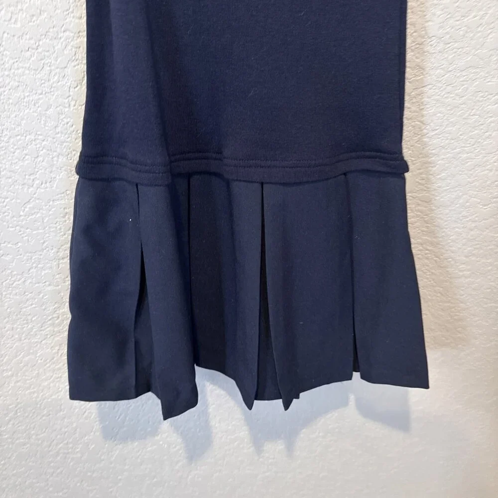 French Toast Girls V-Neck Pleated Jumper, Navy Blue Size 8 NWT Built In Shirt